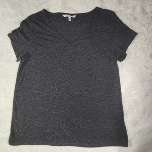 Victoria's Secret Womens M Heathered V-Neck Casual T-Shirt Tee Polyester Flax